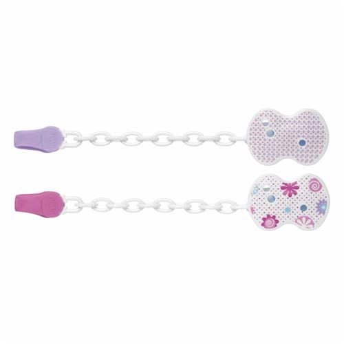 Attache-sucette avec chaînette Physio Chicco Rose